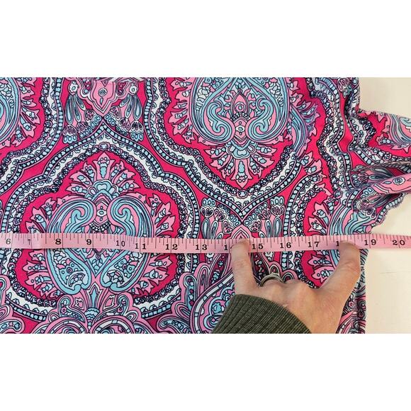 Talbots NWOT Medallion pink LP Large PETITE pima soft 3/4 sleeve top bright fun - Picture 6 of 6